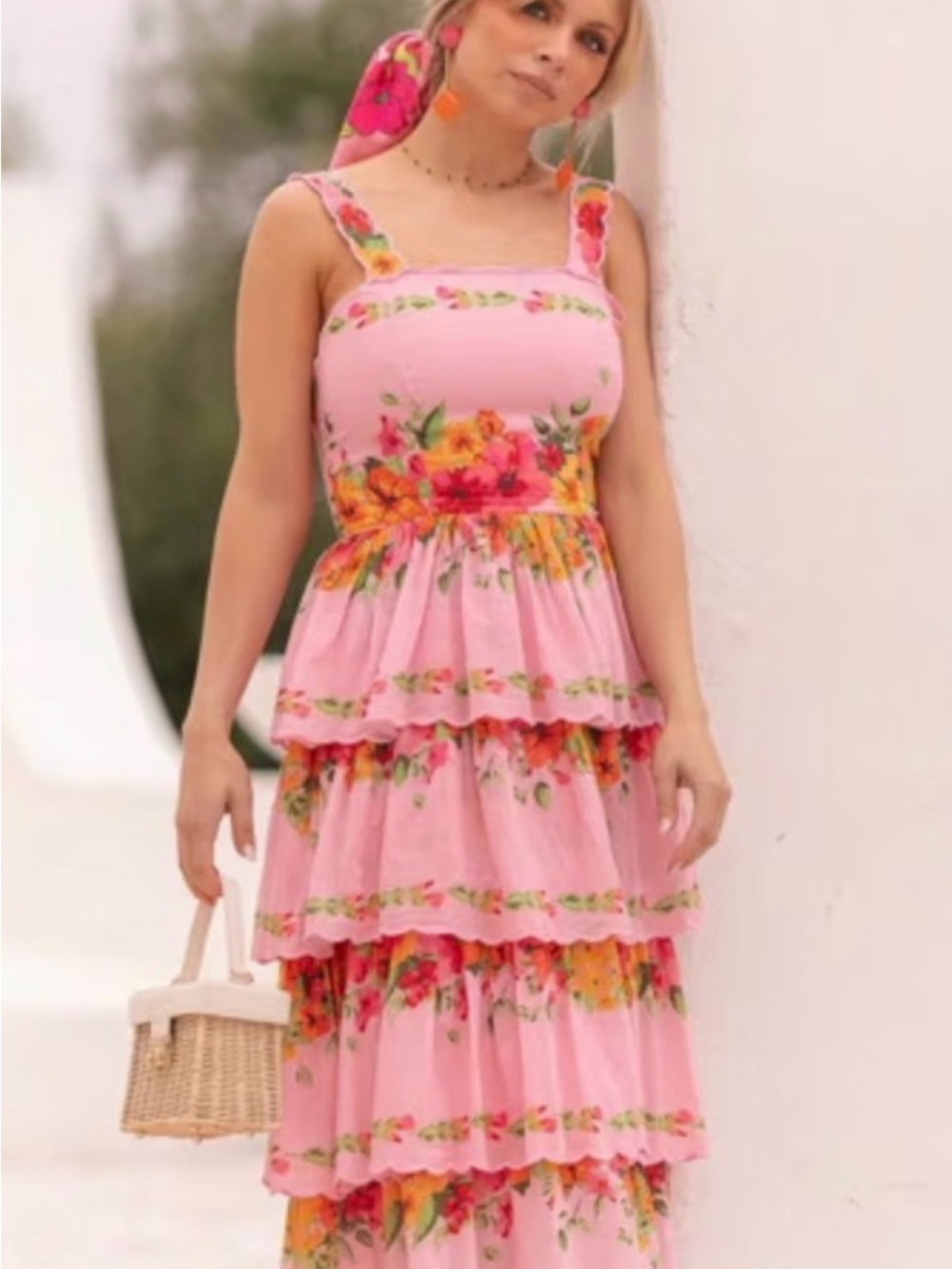JessaKae Pink Floral Tiered Maxi Dress